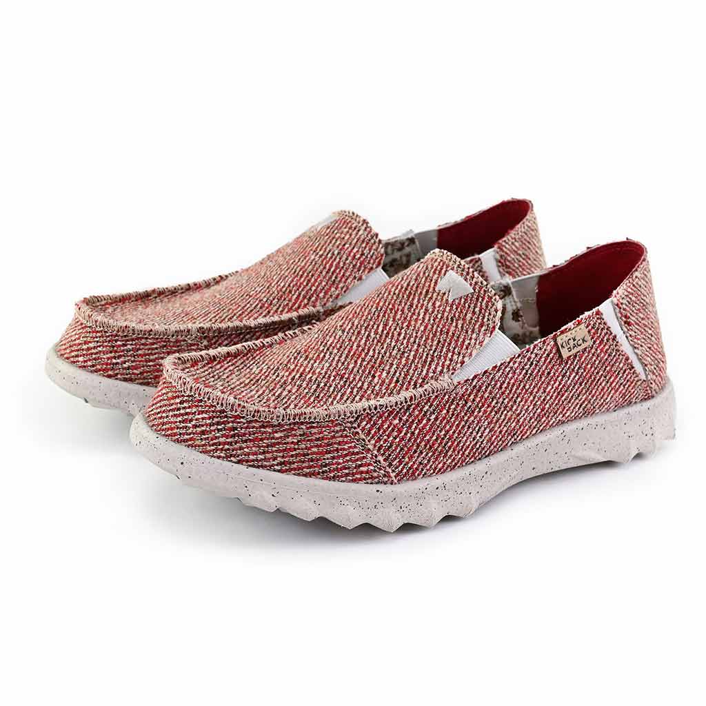 Couch Classic Woven Canvas Oat Red Slip-On Shoe - KickBack Shoes