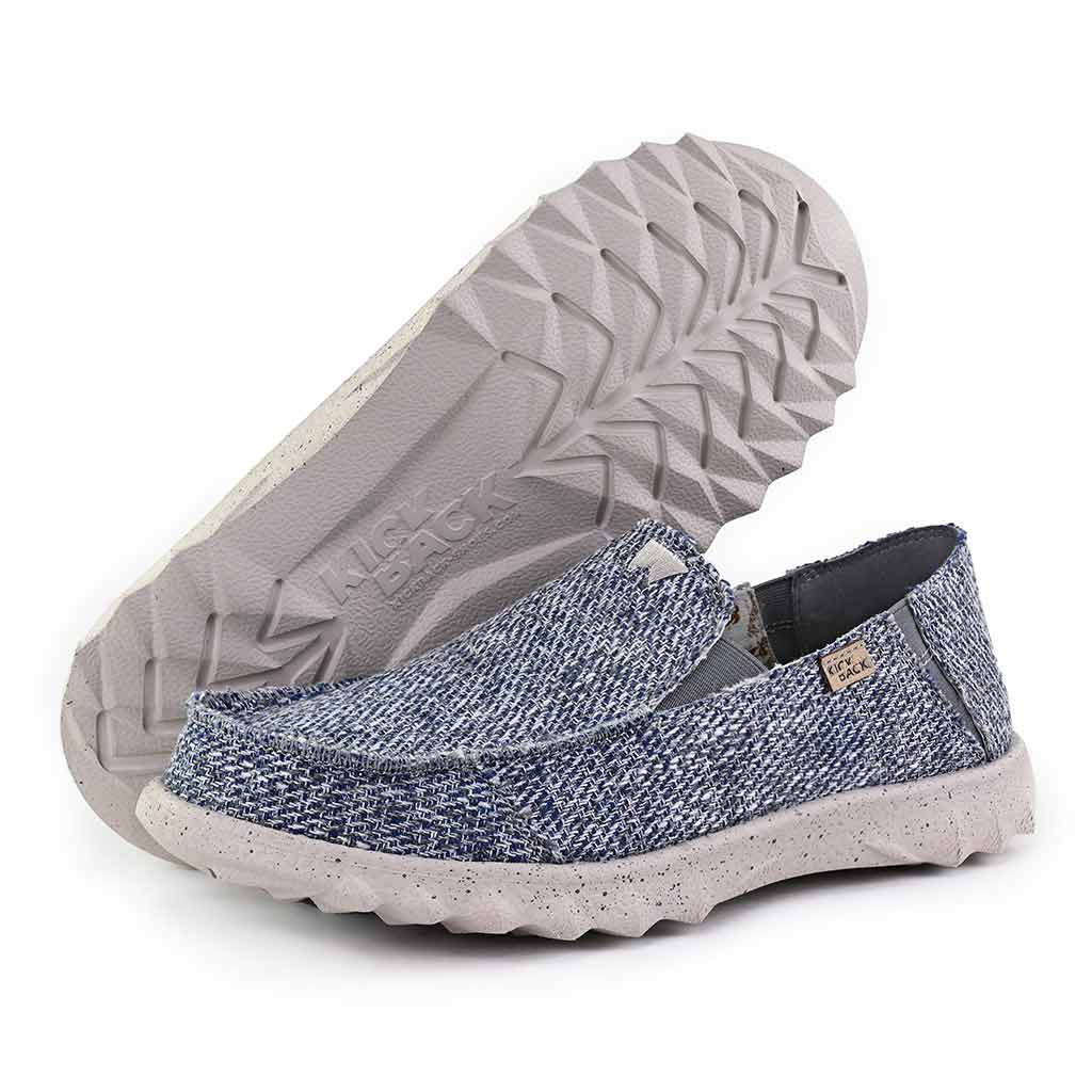 Couch Classic Woven Canvas Blue Grey Slip-On Shoe - KickBack Shoes