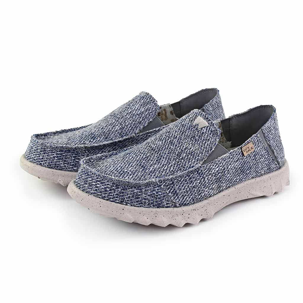 Couch Classic Woven Canvas Blue Grey Slip-On Shoe - KickBack Shoes