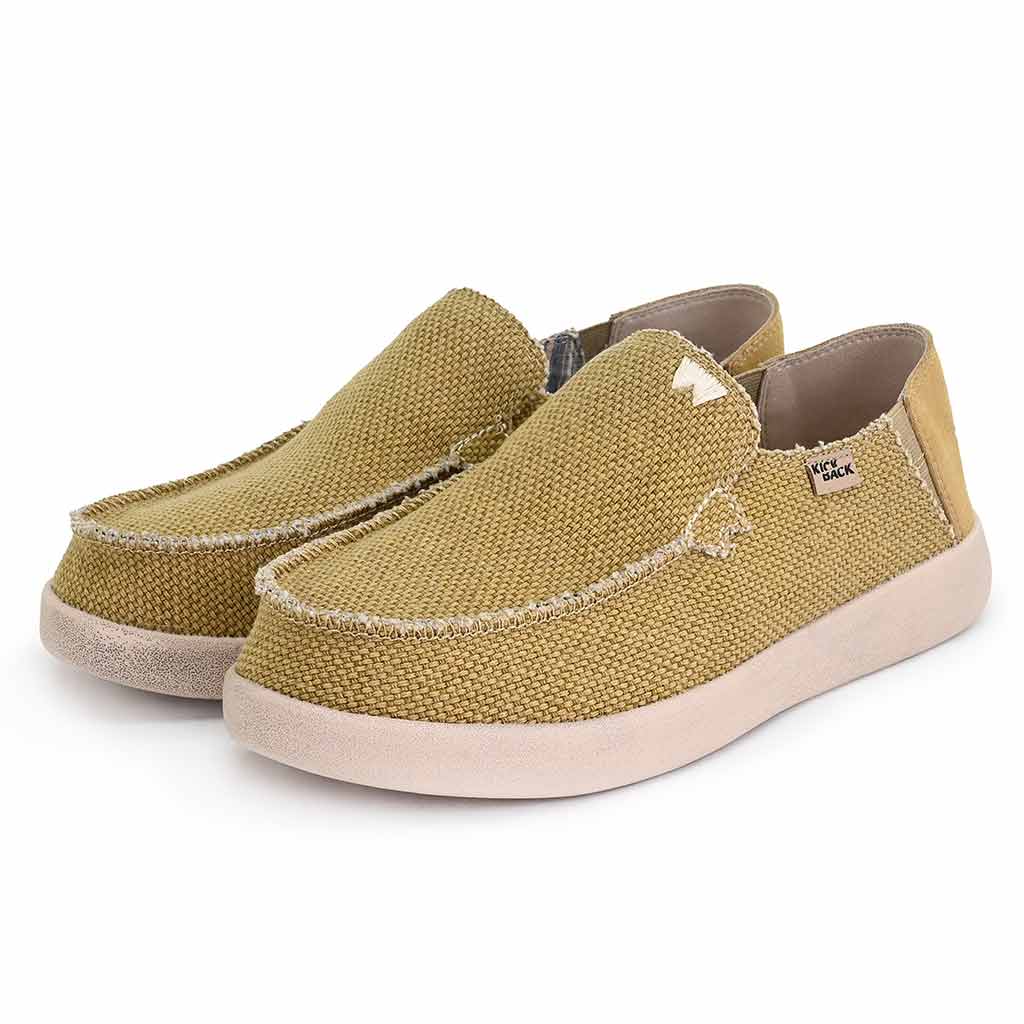 Barbeach Woven Canvas Mustard Slip-On Shoe - KickBack Shoes