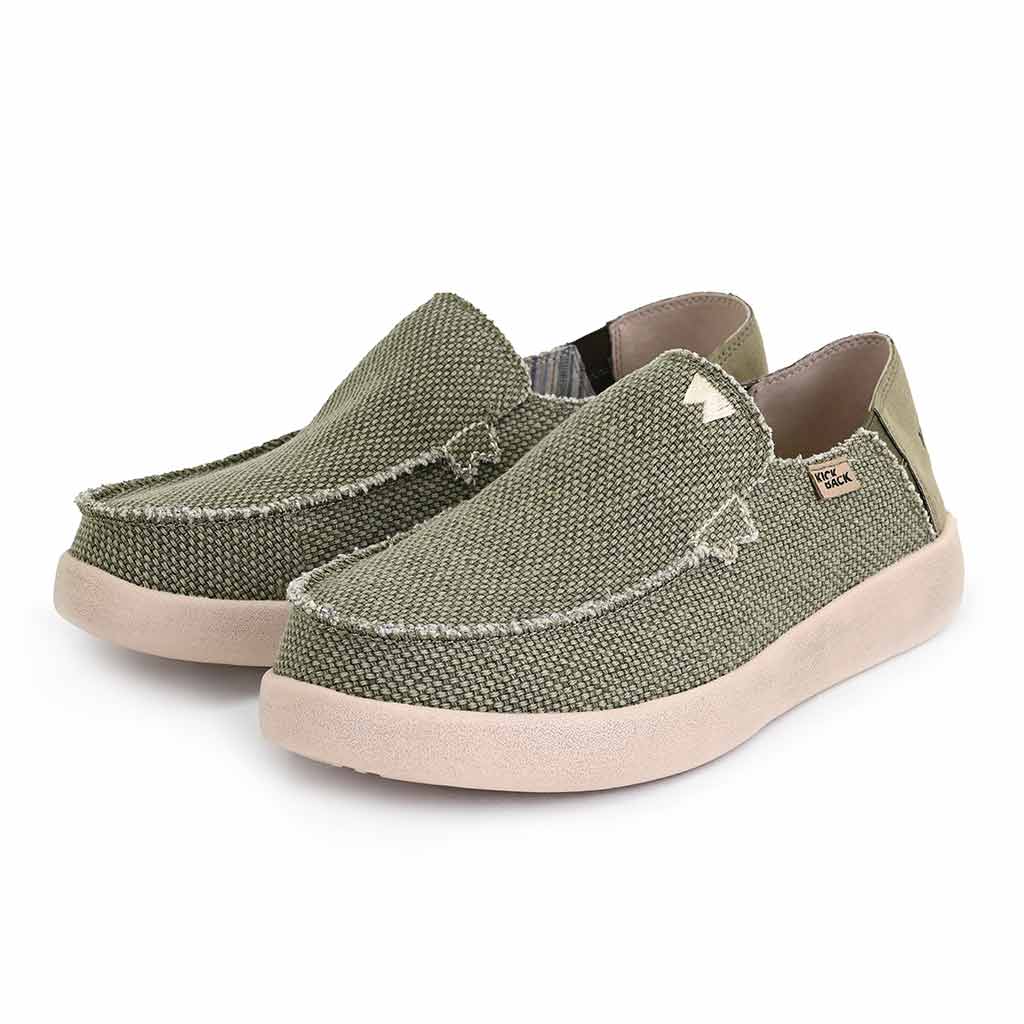 Barbeach Woven Canvas Sunkissed Khaki Slip-On Shoe - KickBack Shoes