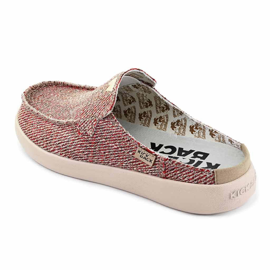 Barbeach Mule Woven Canvas Oat Red Slip-On Shoe - KickBack Shoes