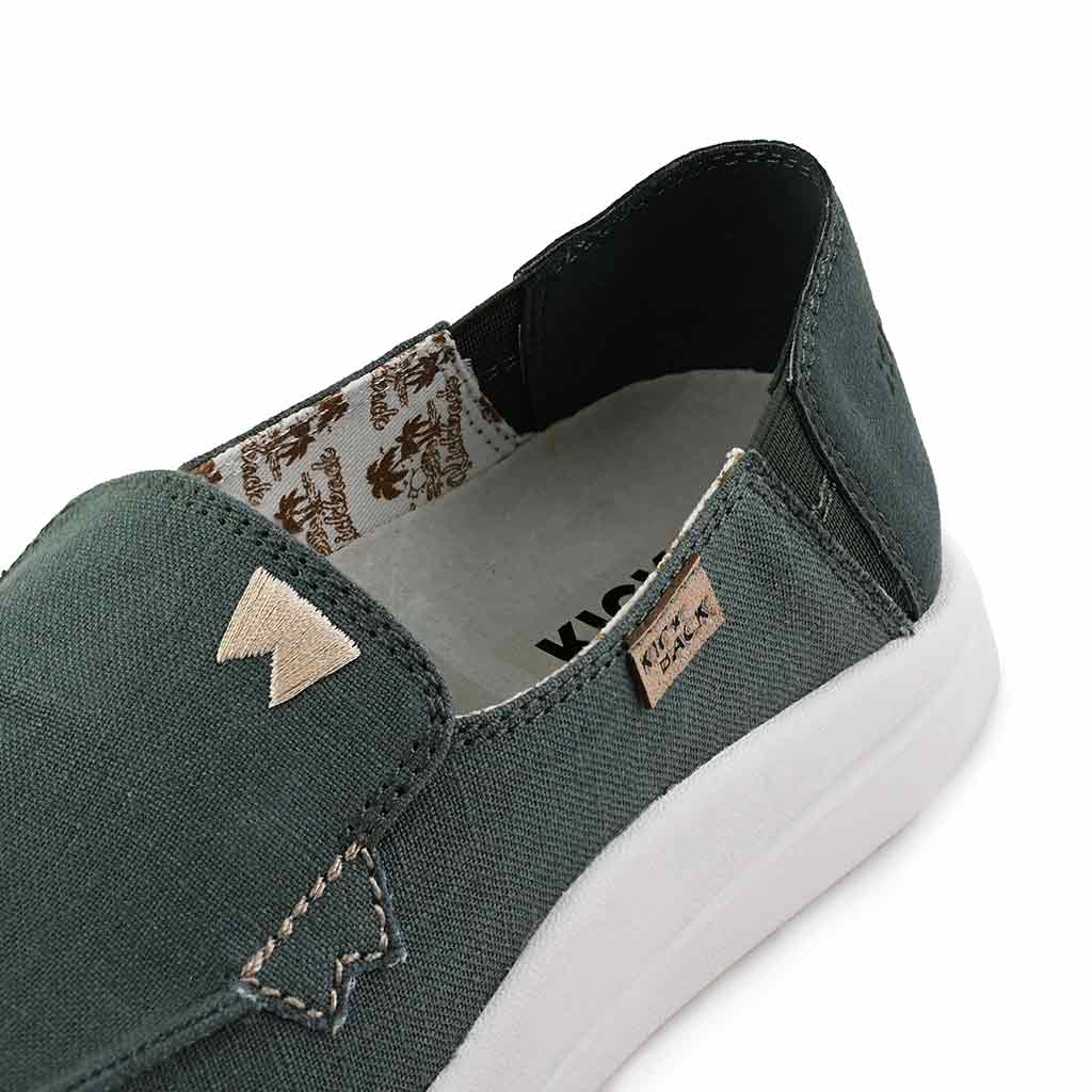 Rizzo Linen Dark Green Slip-On Shoe - KickBack Shoes