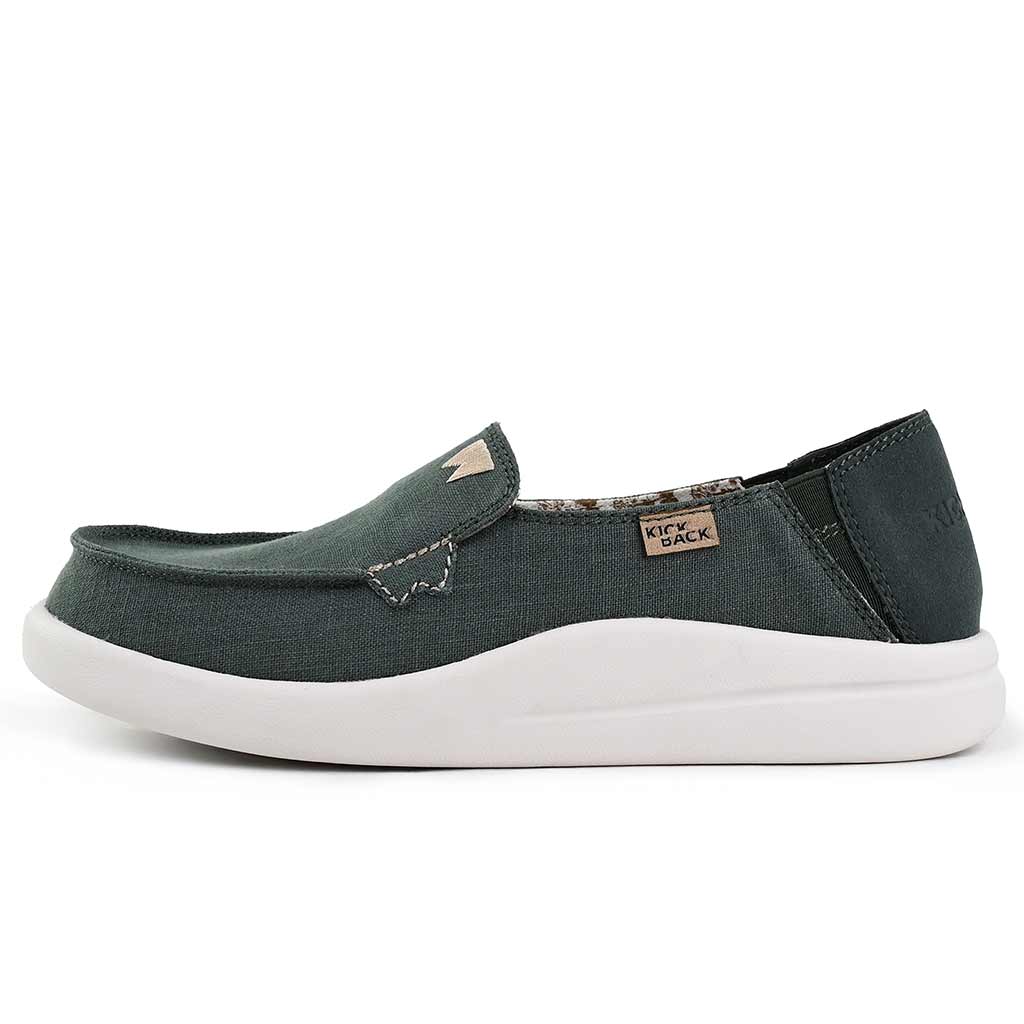 Rizzo Linen Dark Green Slip-On Shoe - KickBack Shoes