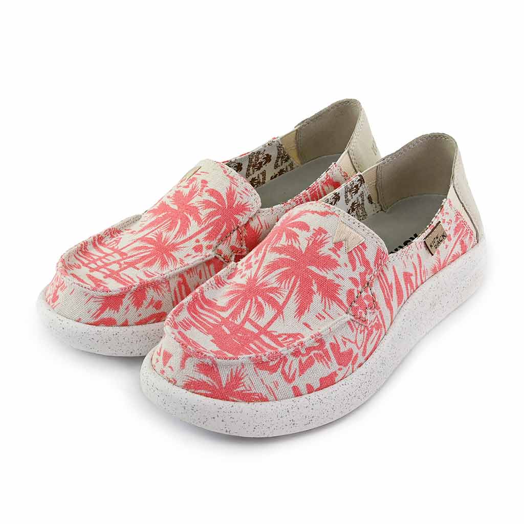 Rizzo Linen Pink Beach Print Slip-On Shoe - KickBack Shoes