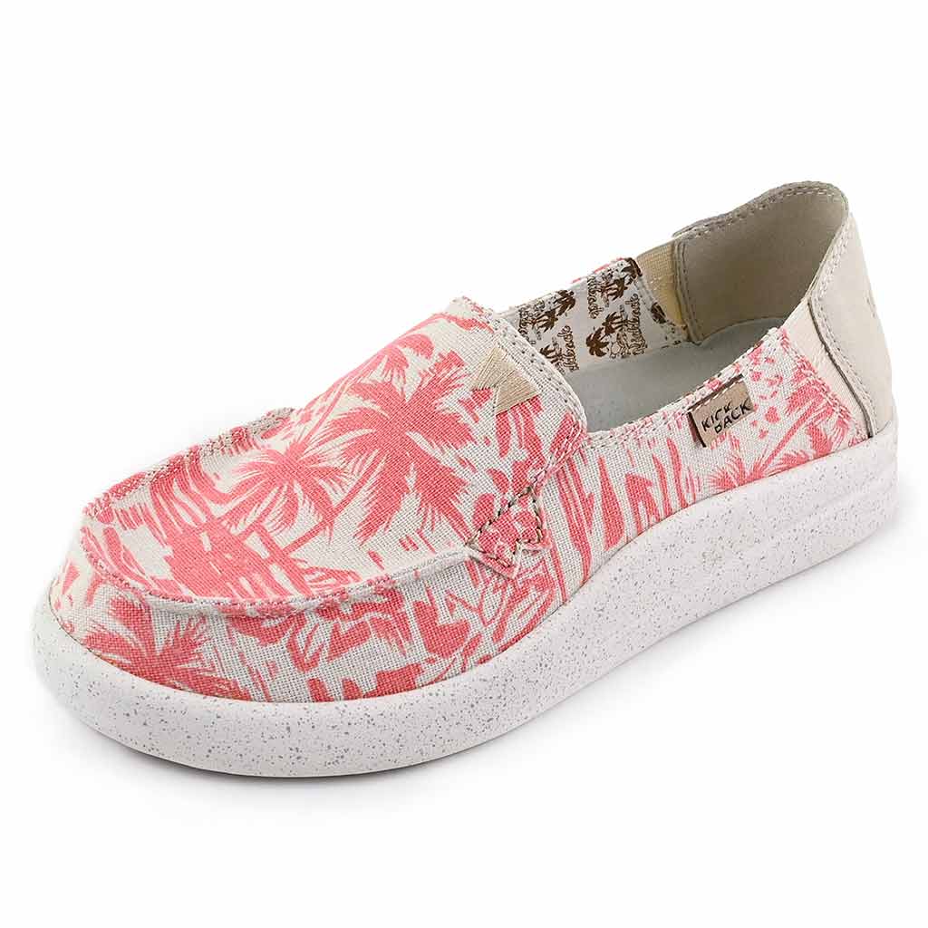 Rizzo Linen Pink Beach Print Slip-On Shoe - KickBack Shoes